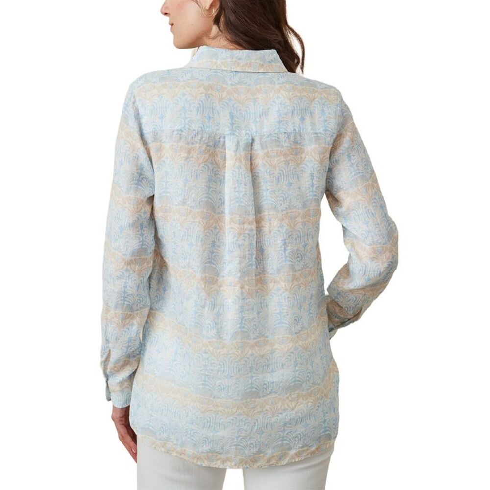 J.Mclaughlin Womens  Britt Linen Blouse, Tan - Picture 2 of 3